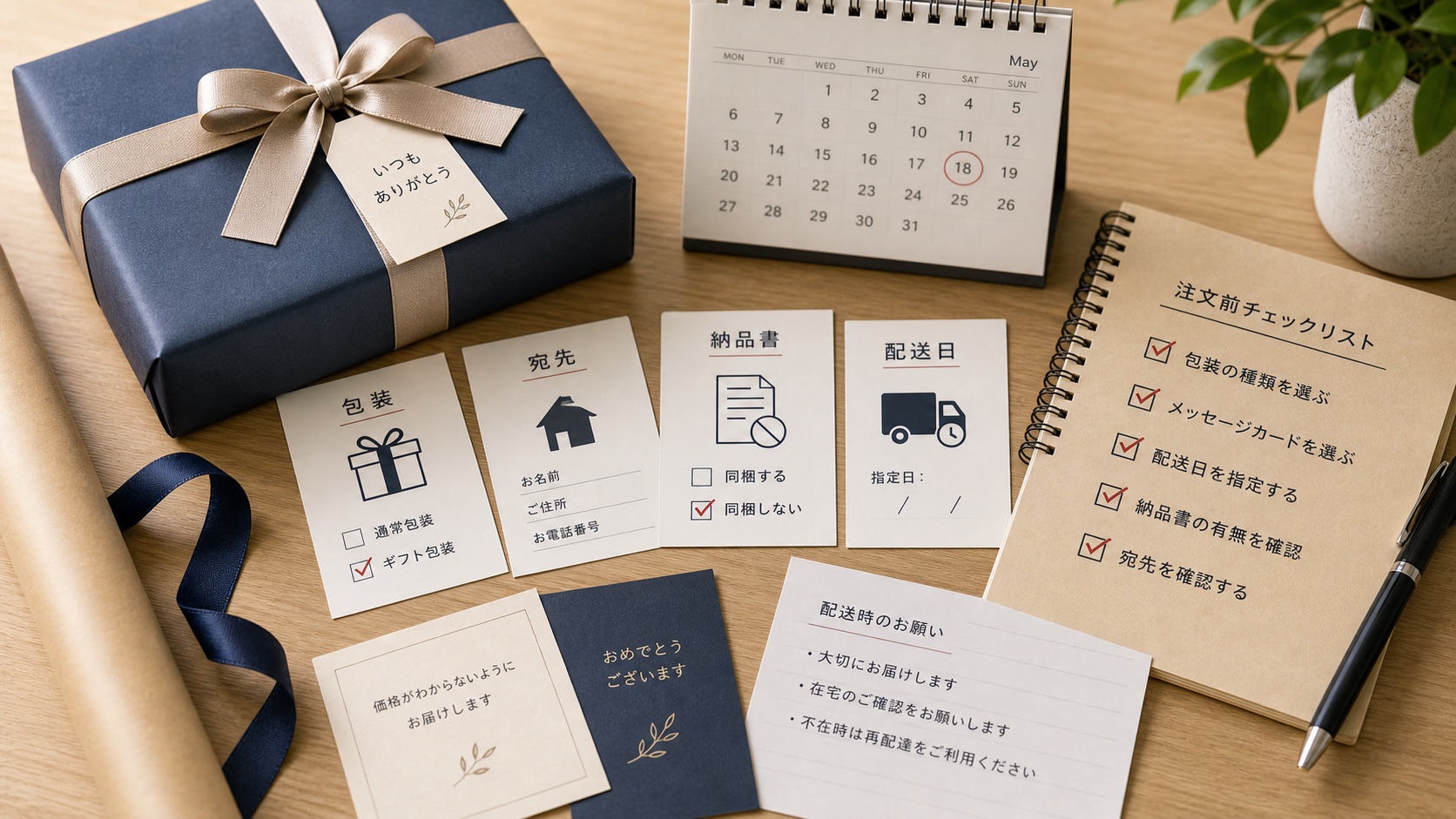 ギフト注文時に金額表示と届け先を確認するイメージ